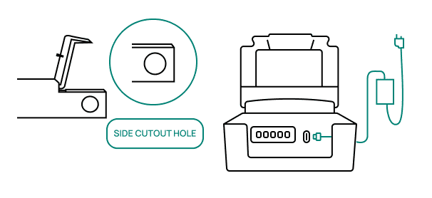 Power supply connector routed through the side cutout and plugged into the CN-41
